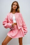Pembe Bomber Ceket Ve Etekli Kışlık Takım