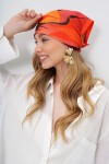 Turuncu Yaprak Desenli Bandana Fular