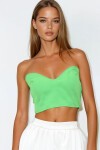 Yeşil Sırtı Gipeli Straplez Crop Bluz
