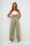 Yeşil Yüksek Bel Beş Cepli Wide Leg Yazlık Gabardin Pantolon
