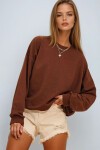 Acı Kahve Bisiklet Yaka Oversize Basic Sweatshirt