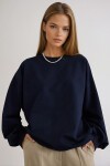 Lacivert Bisiklet Yaka Oversize Mevsimlik Basic Sweatshirt
