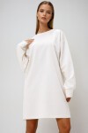 Ekru Bisiklet Yaka Sweatshirt Elbise