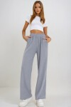 Gri Yüksek Bel Lastikli Wide Leg Pantolon