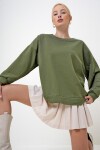 Haki Bisiklet Yaka Oversize Basic Sweatshirt