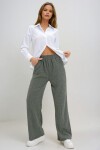 Haki Yüksek Bel Lastikli Wide Leg Pantolon