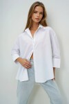 Beyaz Geniş Manşetli Oversize Poplin Gömlek