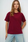 Bordo Bisiklet Yaka Basic T Shırt