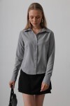 Gri Slim Fit Uzun Kol Basic Gömlek