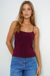 Bordo İp Askılı Çift Katlı Compac Penye Bluz
