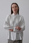 Beyaz Çizgili Uzun Kol Oversize Gömlek
