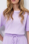 Lila Bisiklet Yaka Kısa Kol T Shirt Ve Pantolon Takım
