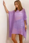 Lila Oversize Pamuklu Kimono