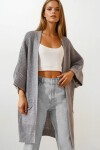 Gri Çift Cepli Oversize Triko Hırka
