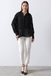 Siyah Çizgili Uzun Kollu Oversize Gömlek