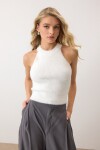 Halter Yaka Tüylü Triko Crop Top