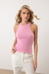 Halter Yaka Tüylü Triko Crop Top