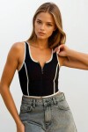 Siyah Kare Yaka Askılı Fermuarlı Crop Bluz