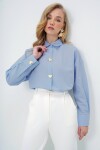 Mavi Kalp Düğmeli Oversize Poplin Gömlek