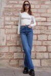 5 Cepli Eskitmeli Yüksek Bel Düz Paça Jean