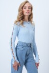 Bisiklet Yaka Cut Out Kol Tasarımlı Triko Bluz