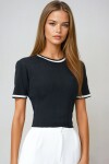 Bisiklet Yaka Kısa Kollu Triko Bluz