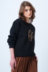 Bisiklet Yaka Nakışlı  İçi Şardonlu 3 İplik Sweatshirt