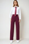 Bordo Geniş Kemerli Çift Cepli Palazzo Pantolon