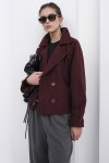 Çift Düğmeli Kruvaze Yaka Kısa Astarlı Trençkot