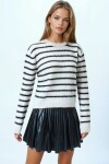 Çizgili Tüylü Dokulu Bisiklet Yaka Triko Kazak