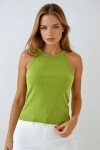 Halter Yaka Esnek Dokulu Basic Kolsuz Üst Bluz