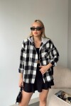 Kapüşonlu Oversize Cepli Düğmeli Ekose Gömlek Ceket