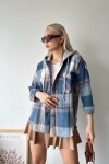 Kapüşonlu Oversize Cepli Düğmeli Ekose Gömlek Ceket