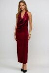 Kırmızı Sırtı Açık Derin Dekolteli Midi Elbise