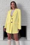 Asimetrik Kesim Düğme Kapamalı Cep Kapaklı Blazer Ceket