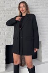 Asimetrik Kesim Düğme Kapamalı Cep Kapaklı Blazer Ceket