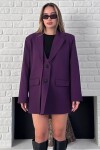 Asimetrik Kesim Düğme Kapamalı Cep Kapaklı Blazer Ceket