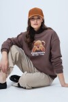 Ayıcık Baskılı Bisiklet Yaka Sweatshirt