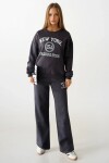 Baskılı Oversize Sweatshirt ve Geniş Paça  3 İplik Eşofman Takım