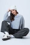 Bisiklet Yaka Dikiş Detaylı Crop Sweatshirt