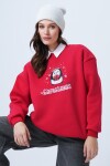 Bisiklet Yaka Penguen Baskılı Oversize Sweatshirt