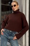 Boğazlı Fitilli Crop Triko Kazak