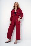 Çift Cepli Safari Ceket Ve Beli Lastikli Wide Leg Aerobin Pantolonlu Takım