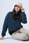 Dik Yaka Yarım Fermuarlı Çımalı Sweatshirt