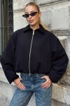 Gömlek Yaka Beli ve Kolları Lastikli Bomber Ceket