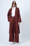 Kadife Uzun Ceket Ve Bol Kesim Kendinden Kordonlu Pantolon Takım