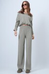 Kayık Yaka Simli Kolları Büzgü Detaylı Bluz Ve Pantolon Takım