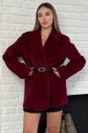 Kruvaze Yaka Kemerli Cep Kapaklı Peluş Kaban