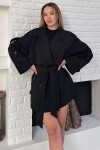 Kuşak Kapamalı Düğmeli Kolları Kemerli Kaban