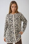 Leopar Desenli Düğmeli Yumoş Triko Hırka